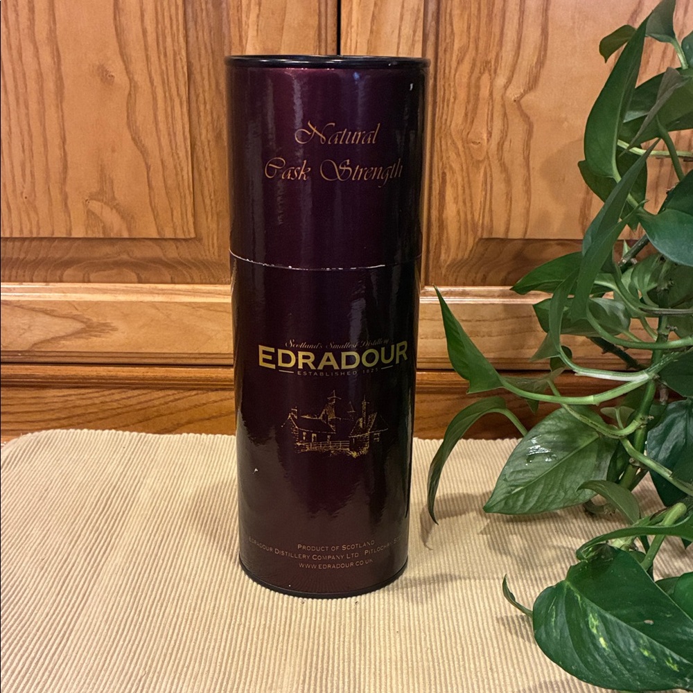 Empty Scotch Tin - 1993 Edradour Natural Cask Strength - Maroon & Gold